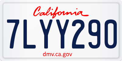 CA license plate 7LYY290
