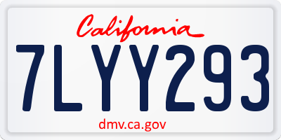 CA license plate 7LYY293