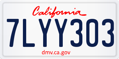 CA license plate 7LYY303