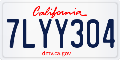 CA license plate 7LYY304