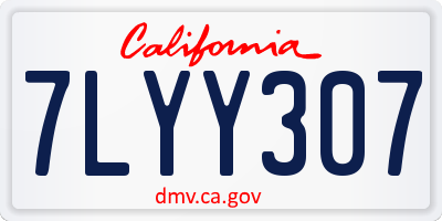 CA license plate 7LYY307