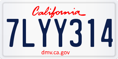 CA license plate 7LYY314