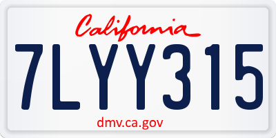 CA license plate 7LYY315