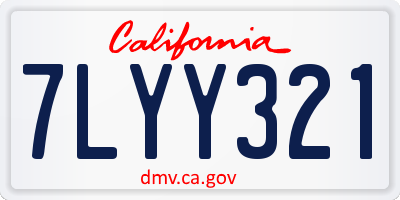 CA license plate 7LYY321