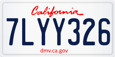 CA license plate 7LYY326