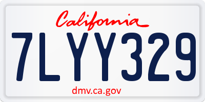 CA license plate 7LYY329