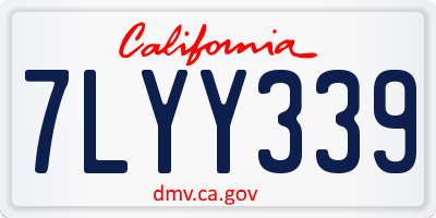 CA license plate 7LYY339