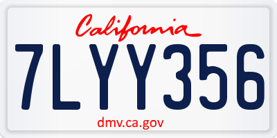 CA license plate 7LYY356