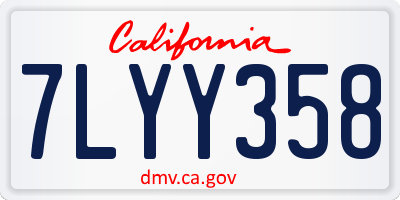 CA license plate 7LYY358