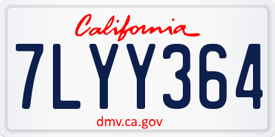 CA license plate 7LYY364