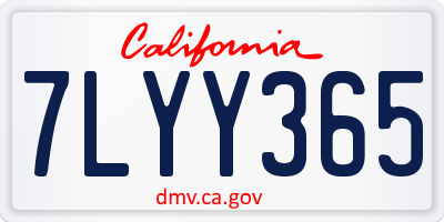 CA license plate 7LYY365