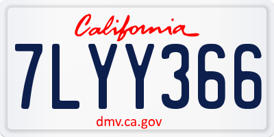 CA license plate 7LYY366
