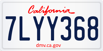 CA license plate 7LYY368