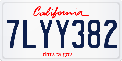 CA license plate 7LYY382