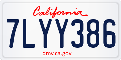 CA license plate 7LYY386