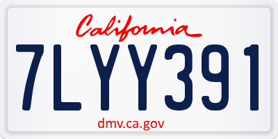 CA license plate 7LYY391