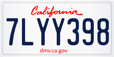 CA license plate 7LYY398
