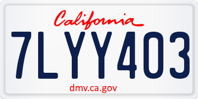 CA license plate 7LYY403