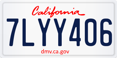 CA license plate 7LYY406