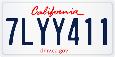 CA license plate 7LYY411