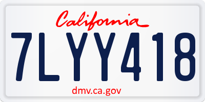 CA license plate 7LYY418