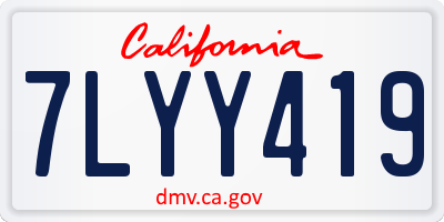 CA license plate 7LYY419