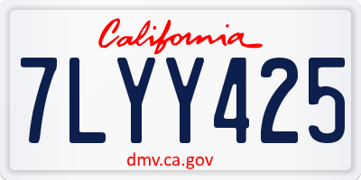 CA license plate 7LYY425