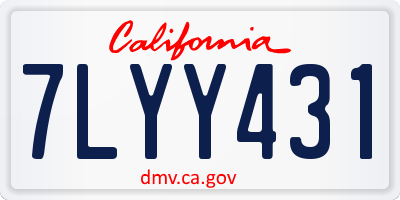 CA license plate 7LYY431