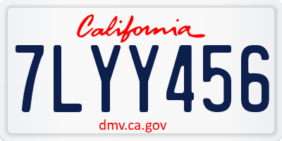 CA license plate 7LYY456