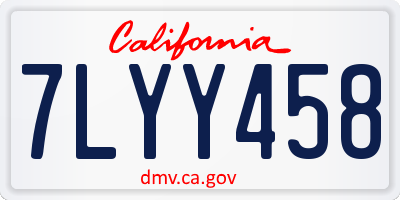 CA license plate 7LYY458