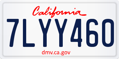 CA license plate 7LYY460