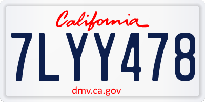 CA license plate 7LYY478