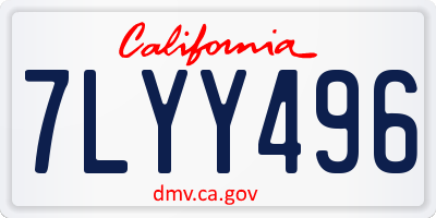 CA license plate 7LYY496