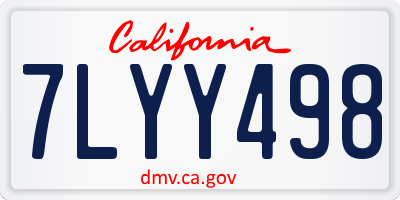 CA license plate 7LYY498