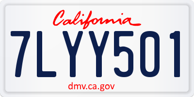 CA license plate 7LYY501