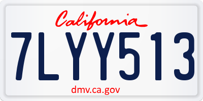 CA license plate 7LYY513