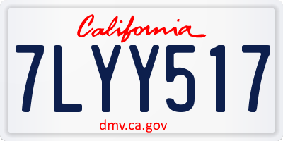 CA license plate 7LYY517