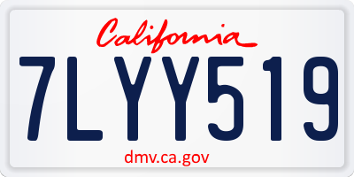 CA license plate 7LYY519
