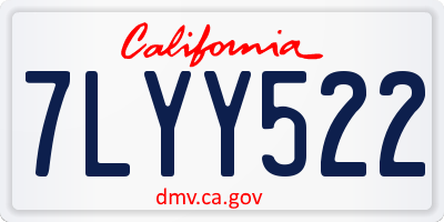 CA license plate 7LYY522