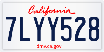 CA license plate 7LYY528