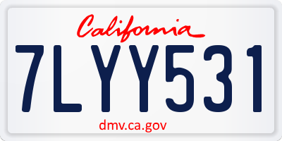 CA license plate 7LYY531