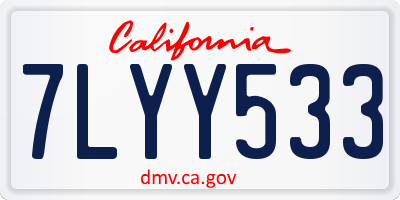 CA license plate 7LYY533