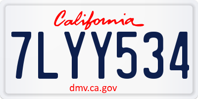 CA license plate 7LYY534