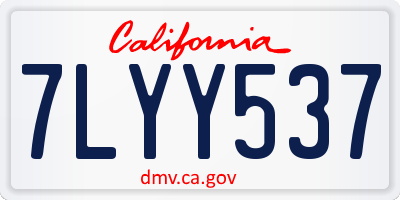 CA license plate 7LYY537
