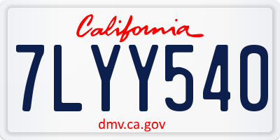 CA license plate 7LYY540