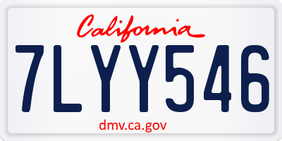 CA license plate 7LYY546