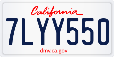 CA license plate 7LYY550