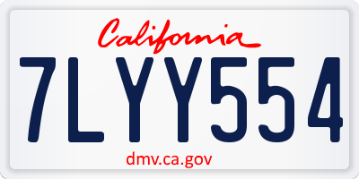 CA license plate 7LYY554