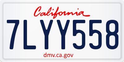 CA license plate 7LYY558