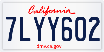CA license plate 7LYY602